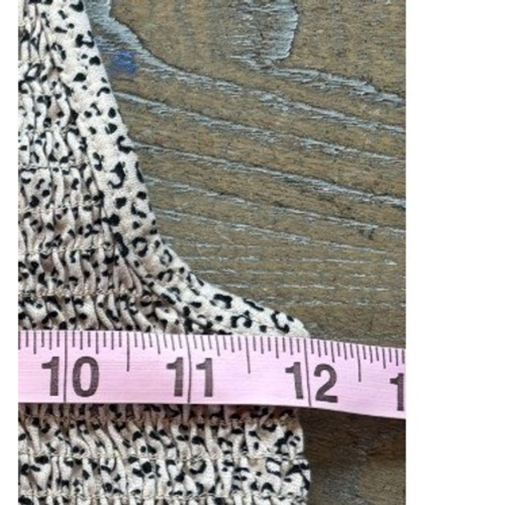 Gaze Smocked Animal Print Cami Tank Top Tan Black Crop High Neck Teens Large - Picture 4 of 5